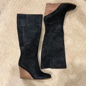 FRANCO SARTO knee high wedge boots 7.5 black